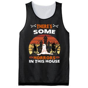 Theres Some Horrors In This House Funny Retro Halloween Mesh Reversible Basketball Jersey Tank