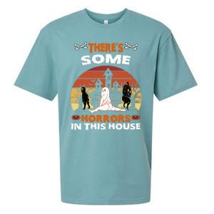 Theres Some Horrors In This House Funny Retro Halloween Sueded Cloud Jersey T-Shirt