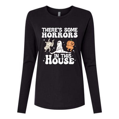 There’S Some Horrors In This House Funny Halloween Pumpkin Cute Gift Womens Cotton Relaxed Long Sleeve T-Shirt