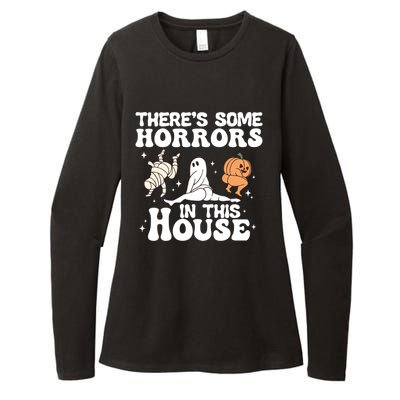 There’S Some Horrors In This House Funny Halloween Pumpkin Cute Gift Womens CVC Long Sleeve Shirt