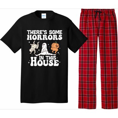 There’S Some Horrors In This House Funny Halloween Pumpkin Cute Gift Pajama Set