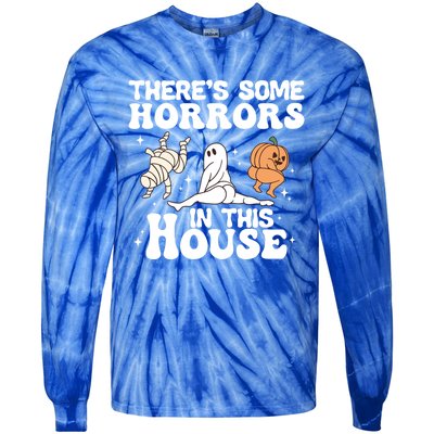 There’S Some Horrors In This House Funny Halloween Pumpkin Cute Gift Tie-Dye Long Sleeve Shirt