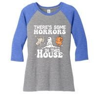 There’S Some Horrors In This House Funny Halloween Pumpkin Cute Gift Women's Tri-Blend 3/4-Sleeve Raglan Shirt