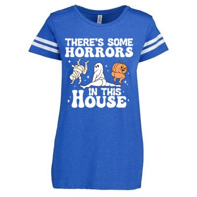 There’S Some Horrors In This House Funny Halloween Pumpkin Cute Gift Enza Ladies Jersey Football T-Shirt