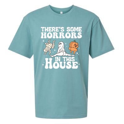 There’S Some Horrors In This House Funny Halloween Pumpkin Cute Gift Sueded Cloud Jersey T-Shirt