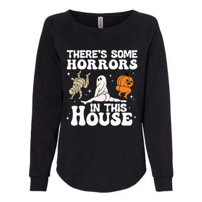 Theres Some Horrors In This House Ghost Pumpkin Halloween Womens California Wash Sweatshirt