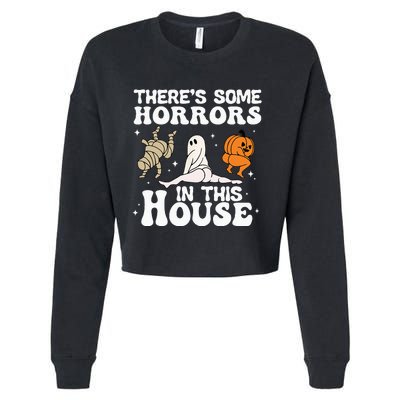 Theres Some Horrors In This House Ghost Pumpkin Halloween Cropped Pullover Crew