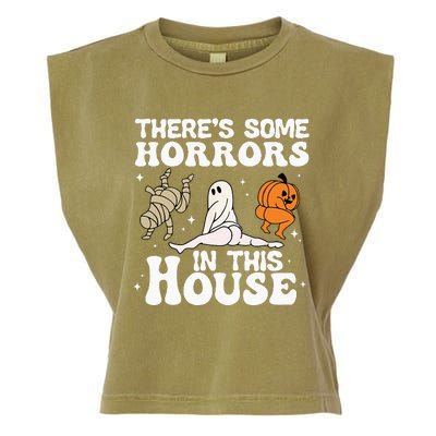 Theres Some Horrors In This House Ghost Pumpkin Halloween Garment-Dyed Women's Muscle Tee