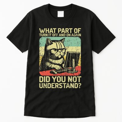 Tech Support Humor Tech Engineer On Off Computer It Guy Tall T-Shirt