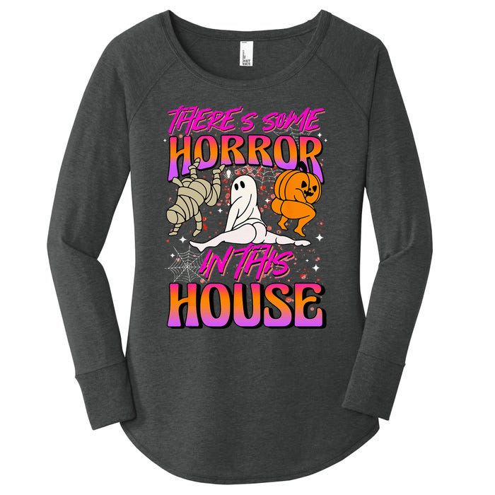 Theres Some Horrors In This House Ghost Pumpkin Halloween Women's Perfect Tri Tunic Long Sleeve Shirt