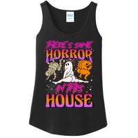 Theres Some Horrors In This House Ghost Pumpkin Halloween Ladies Essential Tank