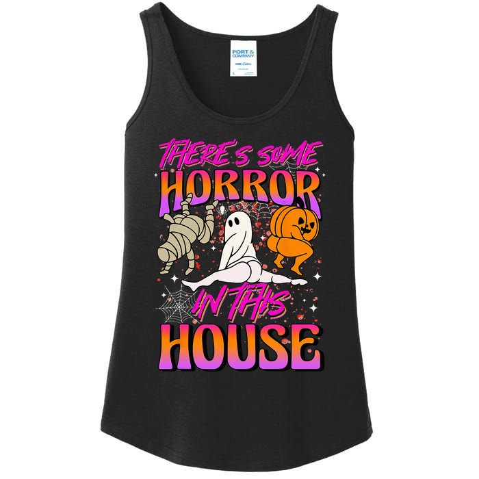 Theres Some Horrors In This House Ghost Pumpkin Halloween Ladies Essential Tank