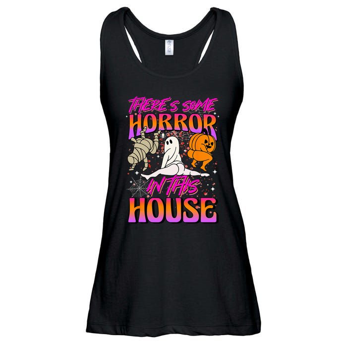 Theres Some Horrors In This House Ghost Pumpkin Halloween Ladies Essential Flowy Tank