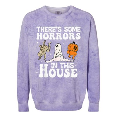 Theres Some Horrors In This House Ghost Pumpkin Halloween Colorblast Crewneck Sweatshirt