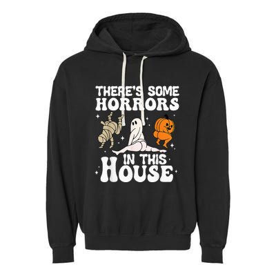 Theres Some Horrors In This House Ghost Pumpkin Halloween Garment-Dyed Fleece Hoodie