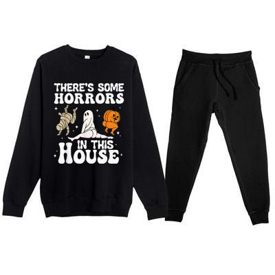 Theres Some Horrors In This House Ghost Pumpkin Halloween Premium Crewneck Sweatsuit Set