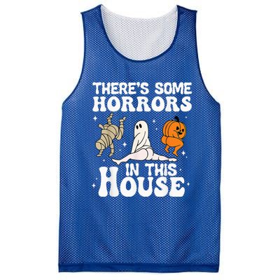 Theres Some Horrors In This House Ghost Pumpkin Halloween Mesh Reversible Basketball Jersey Tank