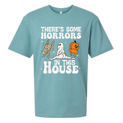 Theres Some Horrors In This House Ghost Pumpkin Halloween Sueded Cloud Jersey T-Shirt