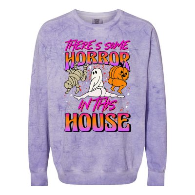 Theres Some Horrors In This House Ghost Pumpkin Halloween Colorblast Crewneck Sweatshirt