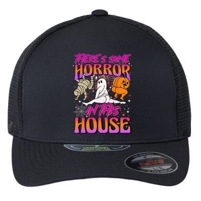 Theres Some Horrors In This House Ghost Pumpkin Halloween Flexfit Unipanel Trucker Cap