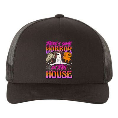 Theres Some Horrors In This House Ghost Pumpkin Halloween Yupoong Adult 5-Panel Trucker Hat