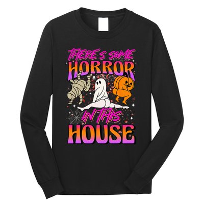 Theres Some Horrors In This House Ghost Pumpkin Halloween Long Sleeve Shirt