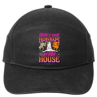 Theres Some Horrors In This House Ghost Pumpkin Halloween 7-Panel Snapback Hat