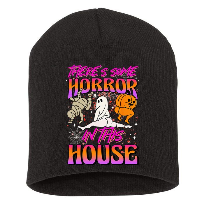 Theres Some Horrors In This House Ghost Pumpkin Halloween Short Acrylic Beanie