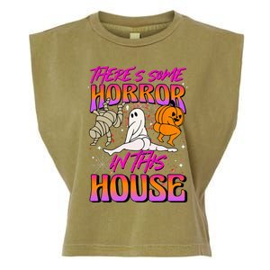 Theres Some Horrors In This House Ghost Pumpkin Halloween Garment-Dyed Women's Muscle Tee