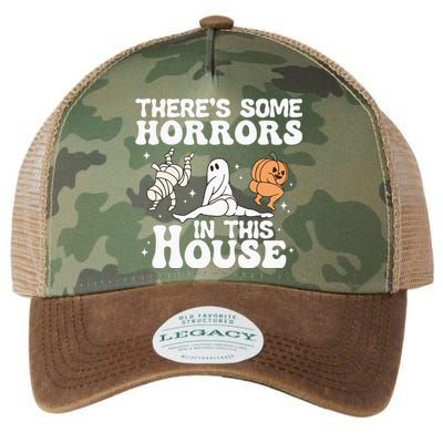 There’s Some Horrors In This House Funny Halloween Pumpkin Legacy Tie Dye Trucker Hat