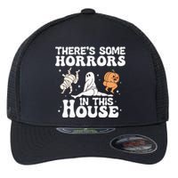 There’s Some Horrors In This House Funny Halloween Pumpkin Flexfit Unipanel Trucker Cap