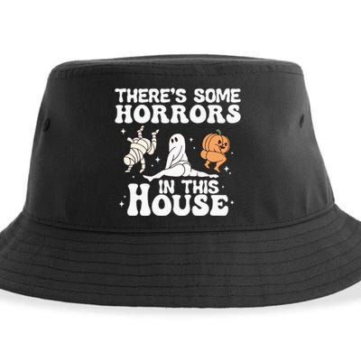 There’s Some Horrors In This House Funny Halloween Pumpkin Sustainable Bucket Hat