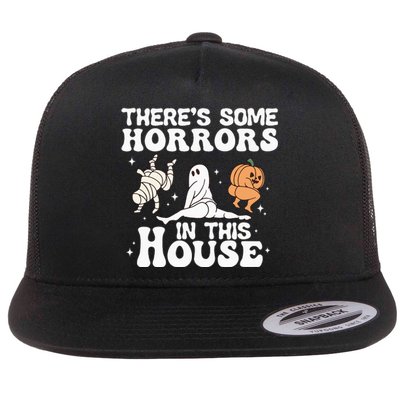 There’s Some Horrors In This House Funny Halloween Pumpkin Flat Bill Trucker Hat