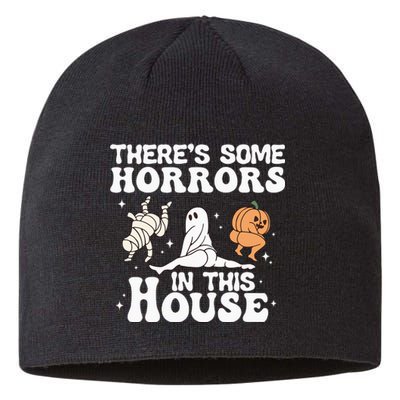 There’s Some Horrors In This House Funny Halloween Pumpkin Sustainable Beanie