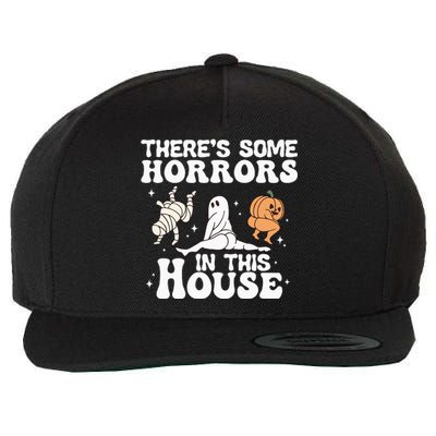 There’s Some Horrors In This House Funny Halloween Pumpkin Wool Snapback Cap