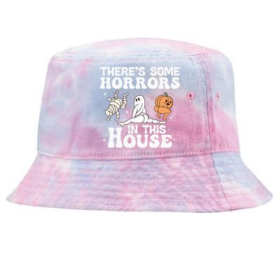 There’s Some Horrors In This House Funny Halloween Pumpkin Tie-Dyed Bucket Hat