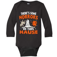 Theres Some Horrors In This House Ghost Pumpkin Halloween Baby Long Sleeve Bodysuit