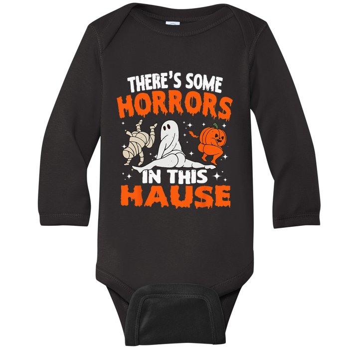 Theres Some Horrors In This House Ghost Pumpkin Halloween Baby Long Sleeve Bodysuit