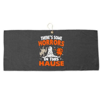 Theres Some Horrors In This House Ghost Pumpkin Halloween Large Microfiber Waffle Golf Towel