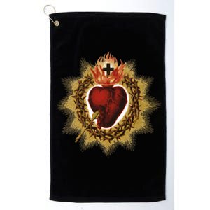 The Sacred Heart Of Jesus Catholic Icon Platinum Collection Golf Towel