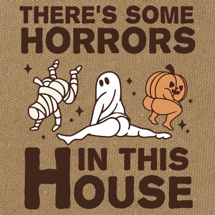 Theres Some Horrors In The House Funny Halloween Twerk Cotton Canvas Backpack
