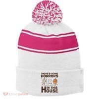 Theres Some Horrors In The House Funny Halloween Twerk Stripe Pom Pom Beanie