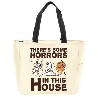Theres Some Horrors In The House Funny Halloween Twerk Zip Tote Bag