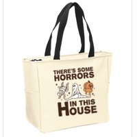 Theres Some Horrors In The House Funny Halloween Twerk Zip Tote Bag