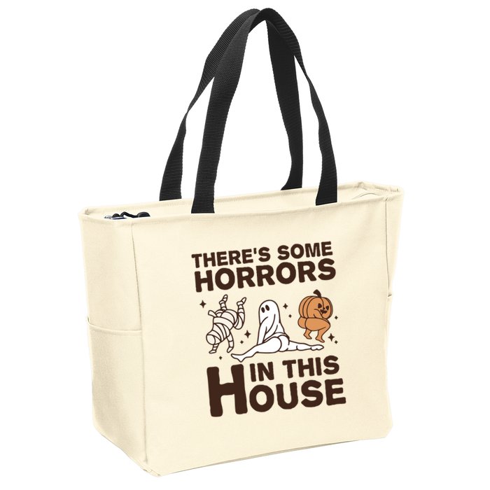 Theres Some Horrors In The House Funny Halloween Twerk Zip Tote Bag