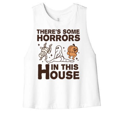 Theres Some Horrors In The House Funny Halloween Twerk Women's Racerback Cropped Tank