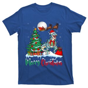 Trex Santa Hat Christmas Tree Lights Merry Christmas Trex Gift T-Shirt