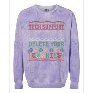 Tech Support Here To Delete Cookies Ugly Xmas Colorblast Crewneck Sweatshirt