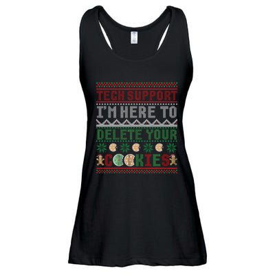Tech Support Here To Delete Cookies Ugly Xmas Ladies Essential Flowy Tank