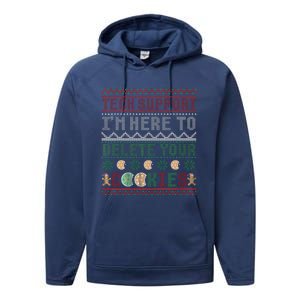 Tech Support Here To Delete Cookies Ugly Xmas Performance Fleece Hoodie